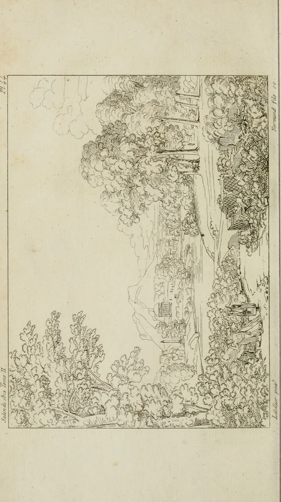 An illustration from Annales du musée et de l'école moderne des beaux-arts : recueil de gravures au trait, d'après les principaux ouvrages de peinture, sculpture, ou projets d'architecture, qui, chaque année, ont remporté le prix, soit aux écoles spéciales, soit aux concours nationaux : les productions des artistes en tous genres, qui, aux différentes expositions, ont été citées avec éloges : les morceaux les plus estimés ou inédits de la galerie de peinture : la suite complète de celle des antiques : édifices anciens et modernes, etc., 1800, leaf 149