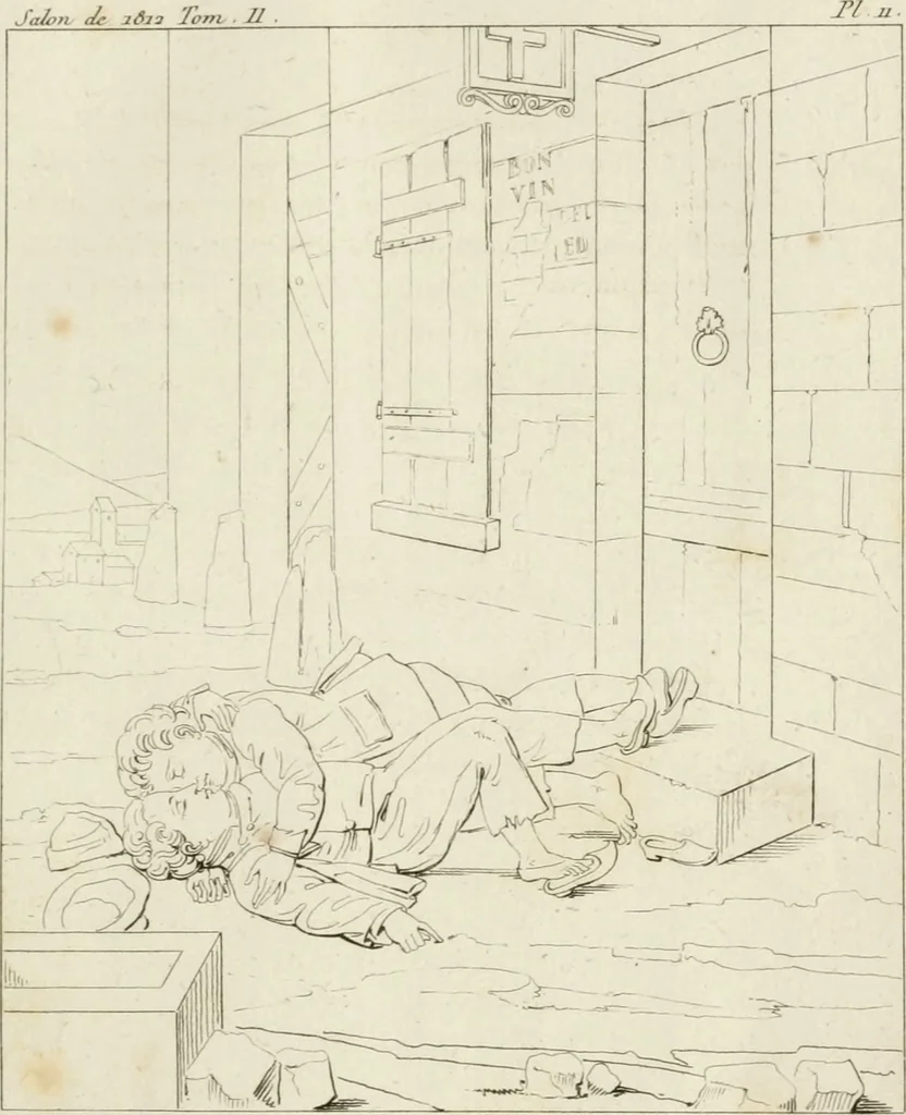 An illustration from Annales du musée et de l'école moderne des beaux-arts : recueil de gravures au trait, d'après les principaux ouvrages de peinture, sculpture, ou projets d'architecture, qui, chaque année, ont remporté le prix, soit aux écoles spéciales, soit aux concours nationaux : les productions des artistes en tous genres, qui, aux différentes expositions, ont été citées avec éloges : les morceaux les plus estimés ou inédits de la galerie de peinture : la suite complète de celle des antiques : édifices anciens et modernes, etc., 1800, leaf 36