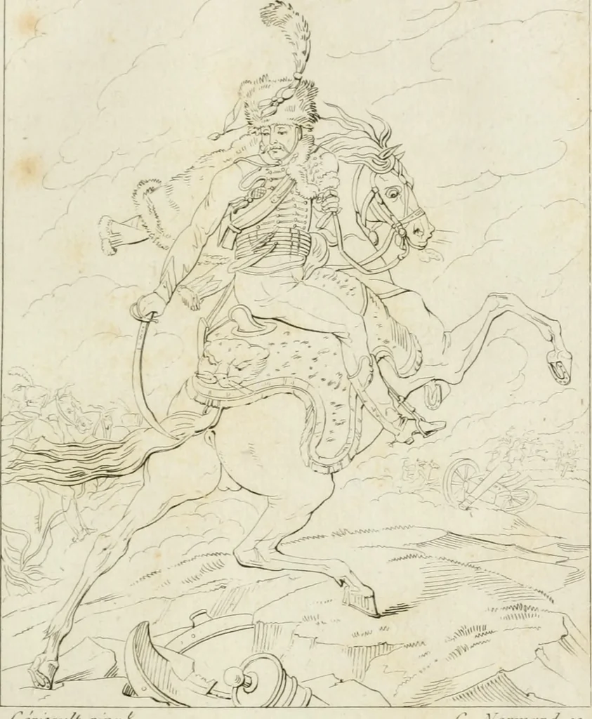An illustration from Annales du musée et de l'école moderne des beaux-arts : recueil de gravures au trait, d'après les principaux ouvrages de peinture, sculpture, ou projets d'architecture, qui, chaque année, ont remporté le prix, soit aux écoles spéciales, soit aux concours nationaux : les productions des artistes en tous genres, qui, aux différentes expositions, ont été citées avec éloges : les morceaux les plus estimés ou inédits de la galerie de peinture : la suite complète de celle des antiques : édifices anciens et modernes, etc., 1800, leaf 42