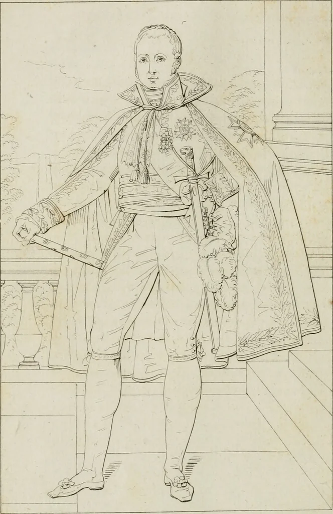 An illustration from Annales du musée et de l'école moderne des beaux-arts : recueil de gravures au trait, d'après les principaux ouvrages de peinture, sculpture, ou projets d'architecture, qui, chaque année, ont remporté le prix, soit aux écoles spéciales, soit aux concours nationaux : les productions des artistes en tous genres, qui, aux différentes expositions, ont été citées avec éloges : les morceaux les plus estimés ou inédits de la galerie de peinture : la suite complète de celle des antiques : édifices anciens et modernes, etc., 1800, leaf 49