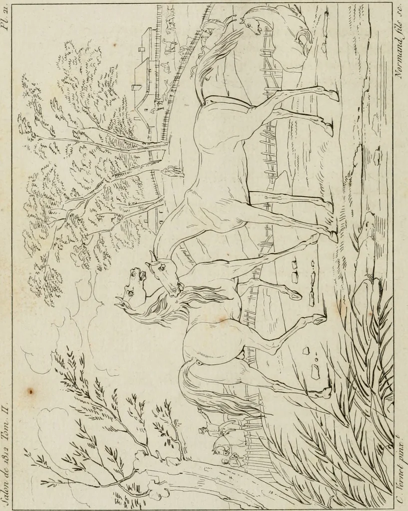 An illustration from Annales du musée et de l'école moderne des beaux-arts : recueil de gravures au trait, d'après les principaux ouvrages de peinture, sculpture, ou projets d'architecture, qui, chaque année, ont remporté le prix, soit aux écoles spéciales, soit aux concours nationaux : les productions des artistes en tous genres, qui, aux différentes expositions, ont été citées avec éloges : les morceaux les plus estimés ou inédits de la galerie de peinture : la suite complète de celle des antiques : édifices anciens et modernes, etc., 1800, leaf 69