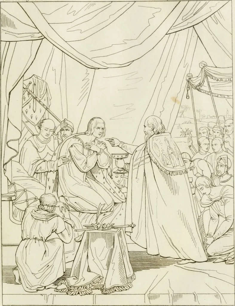 An illustration from Annales du musée et de l'école moderne des beaux-arts : recueil de gravures au trait, d'après les principaux ouvrages de peinture, sculpture, ou projets d'architecture, qui, chaque année, ont remporté le prix, soit aux écoles spéciales, soit aux concours nationaux : les productions des artistes en tous genres, qui, aux différentes expositions, ont été citées avec éloges : les morceaux les plus estimés ou inédits de la galerie de peinture : la suite complète de celle des antiques : édifices anciens et modernes, etc., 1800, leaf 116
