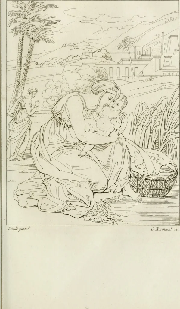 An illustration from Annales du musée et de l'école moderne des beaux-arts : recueil de gravures au trait, d'après les principaux ouvrages de peinture, sculpture, ou projets d'architecture, qui, chaque année, ont remporté le prix, soit aux écoles spéciales, soit aux concours nationaux : les productions des artistes en tous genres, qui, aux différentes expositions, ont été citées avec éloges : les morceaux les plus estimés ou inédits de la galerie de peinture : la suite complète de celle des antiques : édifices anciens et modernes, etc., 1800, leaf 180