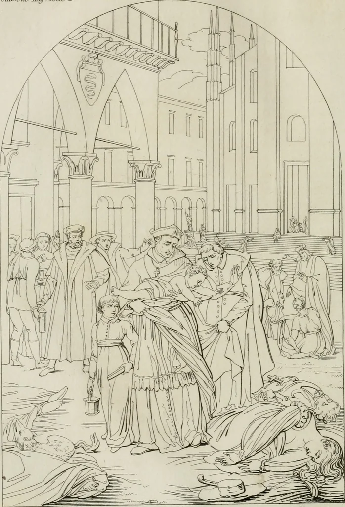 An illustration from Annales du musée et de l'école moderne des beaux-arts : recueil de gravures au trait, d'après les principaux ouvrages de peinture, sculpture, ou projets d'architecture, qui, chaque année, ont remporté le prix, soit aux écoles spéciales, soit aux concours nationaux : les productions des artistes en tous genres, qui, aux différentes expositions, ont été citées avec éloges : les morceaux les plus estimés ou inédits de la galerie de peinture : la suite complète de celle des antiques : édifices anciens et modernes, etc., 1800, leaf 223