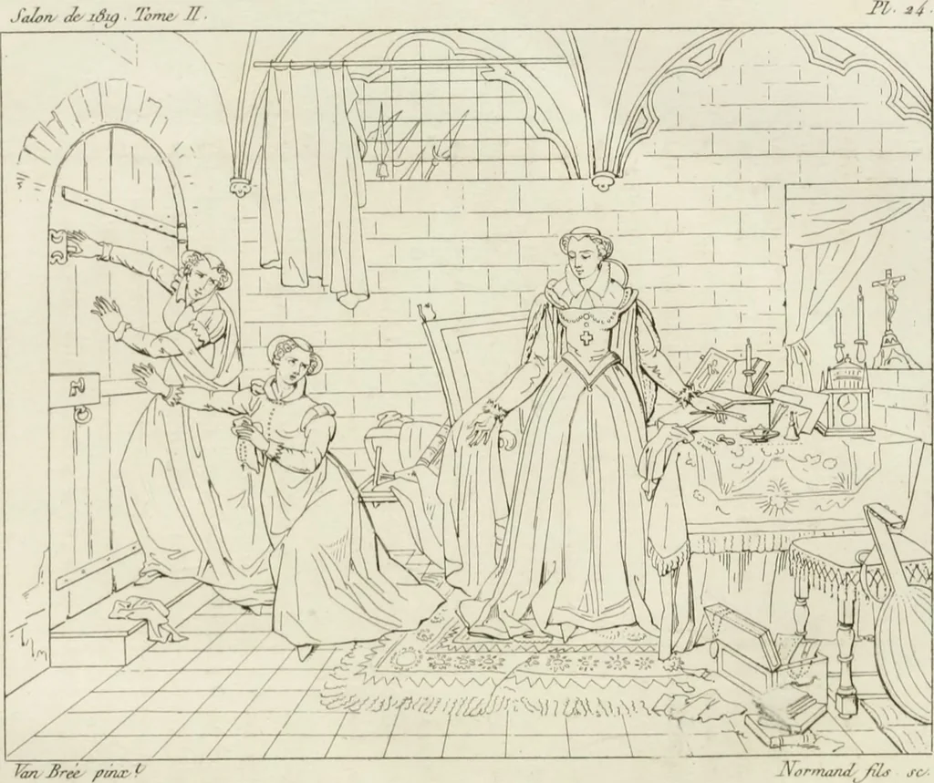 An illustration from Annales du musée et de l'école moderne des beaux-arts : recueil de gravures au trait, d'après les principaux ouvrages de peinture, sculpture, ou projets d'architecture, qui, chaque année, ont remporté le prix, soit aux écoles spéciales, soit aux concours nationaux : les productions des artistes en tous genres, qui, aux différentes expositions, ont été citées avec éloges : les morceaux les plus estimés ou inédits de la galerie de peinture : la suite complète de celle des antiques : édifices anciens et modernes, etc., 1800, leaf 326