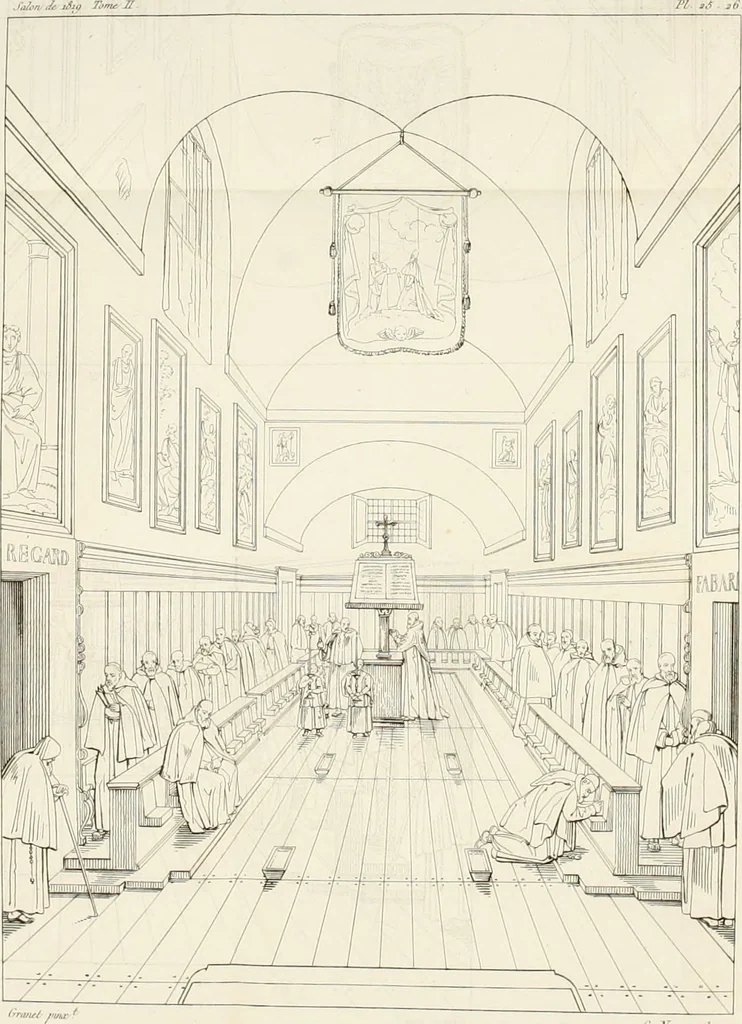 An illustration from Annales du musée et de l'école moderne des beaux-arts : recueil de gravures au trait, d'après les principaux ouvrages de peinture, sculpture, ou projets d'architecture, qui, chaque année, ont remporté le prix, soit aux écoles spéciales, soit aux concours nationaux : les productions des artistes en tous genres, qui, aux différentes expositions, ont été citées avec éloges : les morceaux les plus estimés ou inédits de la galerie de peinture : la suite complète de celle des antiques : édifices anciens et modernes, etc., 1800, leaf 328