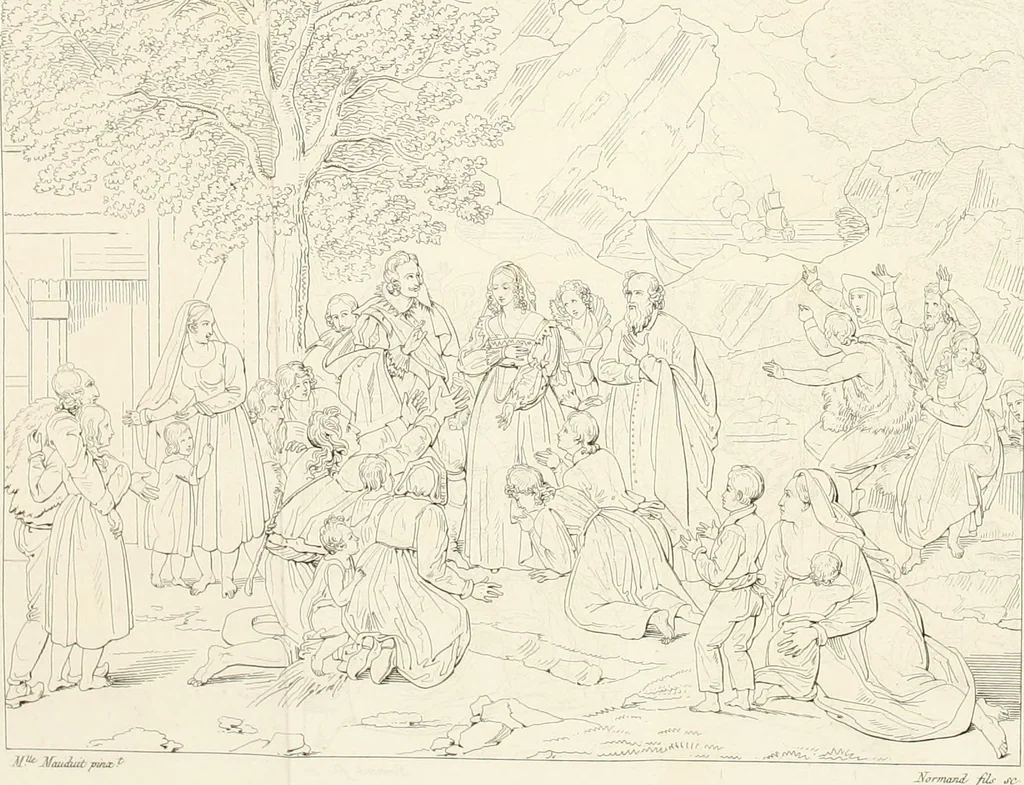 An illustration from Annales du musée et de l'école moderne des beaux-arts : recueil de gravures au trait, d'après les principaux ouvrages de peinture, sculpture, ou projets d'architecture, qui, chaque année, ont remporté le prix, soit aux écoles spéciales, soit aux concours nationaux : les productions des artistes en tous genres, qui, aux différentes expositions, ont été citées avec éloges : les morceaux les plus estimés ou inédits de la galerie de peinture : la suite complète de celle des antiques : édifices anciens et modernes, etc., 1800, leaf 366