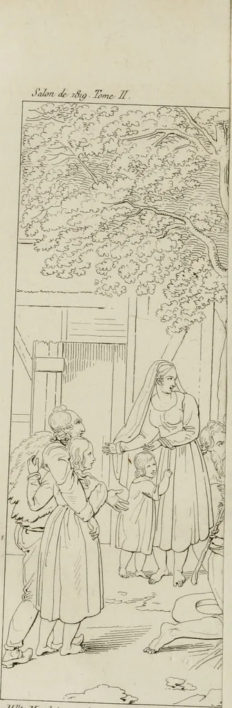 An illustration from Annales du musée et de l'école moderne des beaux-arts : recueil de gravures au trait, d'après les principaux ouvrages de peinture, sculpture, ou projets d'architecture, qui, chaque année, ont remporté le prix, soit aux écoles spéciales, soit aux concours nationaux : les productions des artistes en tous genres, qui, aux différentes expositions, ont été citées avec éloges : les morceaux les plus estimés ou inédits de la galerie de peinture : la suite complète de celle des antiques : édifices anciens et modernes, etc., 1800, leaf 367