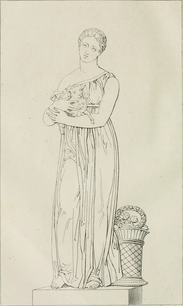 An illustration from Annales du musée et de l'école moderne des beaux-arts : recueil de gravures au trait, d'après les principaux ouvrages de peinture, sculpture, ou projets d'architecture, qui, chaque année, ont remporté le prix, soit aux écoles spéciales, soit aux concours nationaux : les productions des artistes en tous genres, qui, aux différentes expositions, ont été citées avec éloges : les morceaux les plus estimés ou inédits de la galerie de peinture : la suite complète de celle des antiques : édifices anciens et modernes, etc., 1800, leaf 459