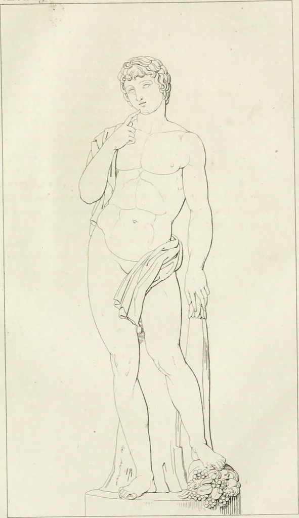 An illustration from Annales du musée et de l'école moderne des beaux-arts : recueil de gravures au trait, d'après les principaux ouvrages de peinture, sculpture, ou projets d'architecture, qui, chaque année, ont remporté le prix, soit aux écoles spéciales, soit aux concours nationaux : les productions des artistes en tous genres, qui, aux différentes expositions, ont été citées avec éloges : les morceaux les plus estimés ou inédits de la galerie de peinture : la suite complète de celle des antiques : édifices anciens et modernes, etc., 1800, leaf 462