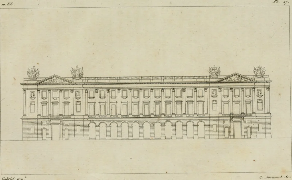 An illustration from Annales du musée et de l'école moderne des beaux-arts : recueil de gravures au trait, d'après les principaux ouvrages de peinture, sculpture, ou projets d'architecture, qui, chaque année, ont remporté le prix, soit aux écoles spéciales, soit aux concours nationaux : les productions des artistes en tous genres, qui, aux différentes expositions, ont été citées avec éloges : les morceaux les plus estimés ou inédits de la galerie de peinture : la suite complète de celle des antiques : édifices anciens et modernes, etc., 1800, leaf 117