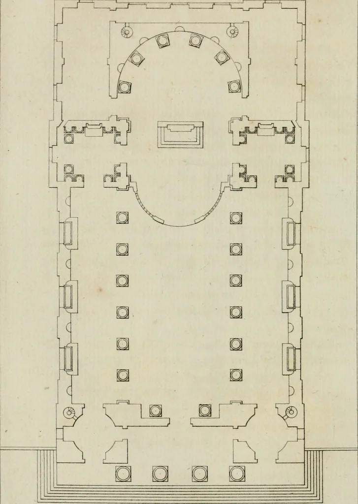 An illustration from Annales du musée et de l'école moderne des beaux-arts : recueil de gravures au trait, d'après les principaux ouvrages de peinture, sculpture, ou projets d'architecture, qui, chaque année, ont remporté le prix, soit aux écoles spéciales, soit aux concours nationaux : les productions des artistes en tous genres, qui, aux différentes expositions, ont été citées avec éloges : les morceaux les plus estimés ou inédits de la galerie de peinture : la suite complète de celle des antiques : édifices anciens et modernes, etc., 1800, leaf 167