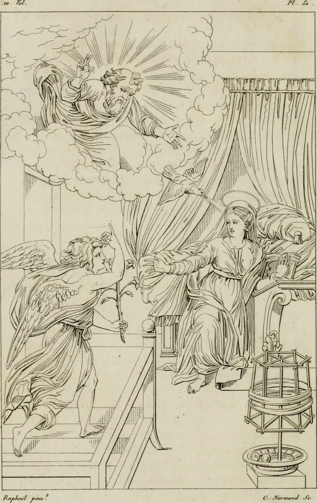 An illustration from Annales du musée et de l'école moderne des beaux-arts : recueil de gravures au trait, d'après les principaux ouvrages de peinture, sculpture, ou projets d'architecture, qui, chaque année, ont remporté le prix, soit aux écoles spéciales, soit aux concours nationaux : les productions des artistes en tous genres, qui, aux différentes expositions, ont été citées avec éloges : les morceaux les plus estimés ou inédits de la galerie de peinture : la suite complète de celle des antiques : édifices anciens et modernes, etc., 1800, leaf 203