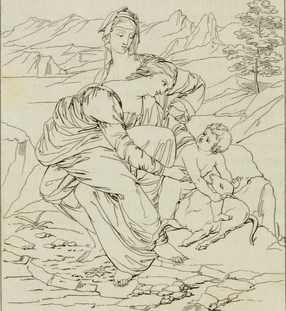 An illustration from Annales du musée et de l'école moderne des beaux-arts : recueil de gravures au trait, d'après les principaux ouvrages de peinture, sculpture, ou projets d'architecture, qui, chaque année, ont remporté le prix, soit aux écoles spéciales, soit aux concours nationaux : les productions des artistes en tous genres, qui, aux différentes expositions, ont été citées avec éloges : les morceaux les plus estimés ou inédits de la galerie de peinture : la suite complète de celle des antiques : édifices anciens et modernes, etc., 1800, leaf 231