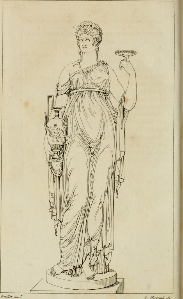 An illustration from Annales du musée et de l'école moderne des beaux-arts : recueil de gravures au trait, d'après les principaux ouvrages de peinture, sculpture, ou projets d'architecture, qui, chaque année, ont remporté le prix, soit aux écoles spéciales, soit aux concours nationaux : les productions des artistes en tous genres, qui, aux différentes expositions, ont été citées avec éloges : les morceaux les plus estimés ou inédits de la galerie de peinture : la suite complète de celle des antiques : édifices anciens et modernes, etc., 1800, leaf 235