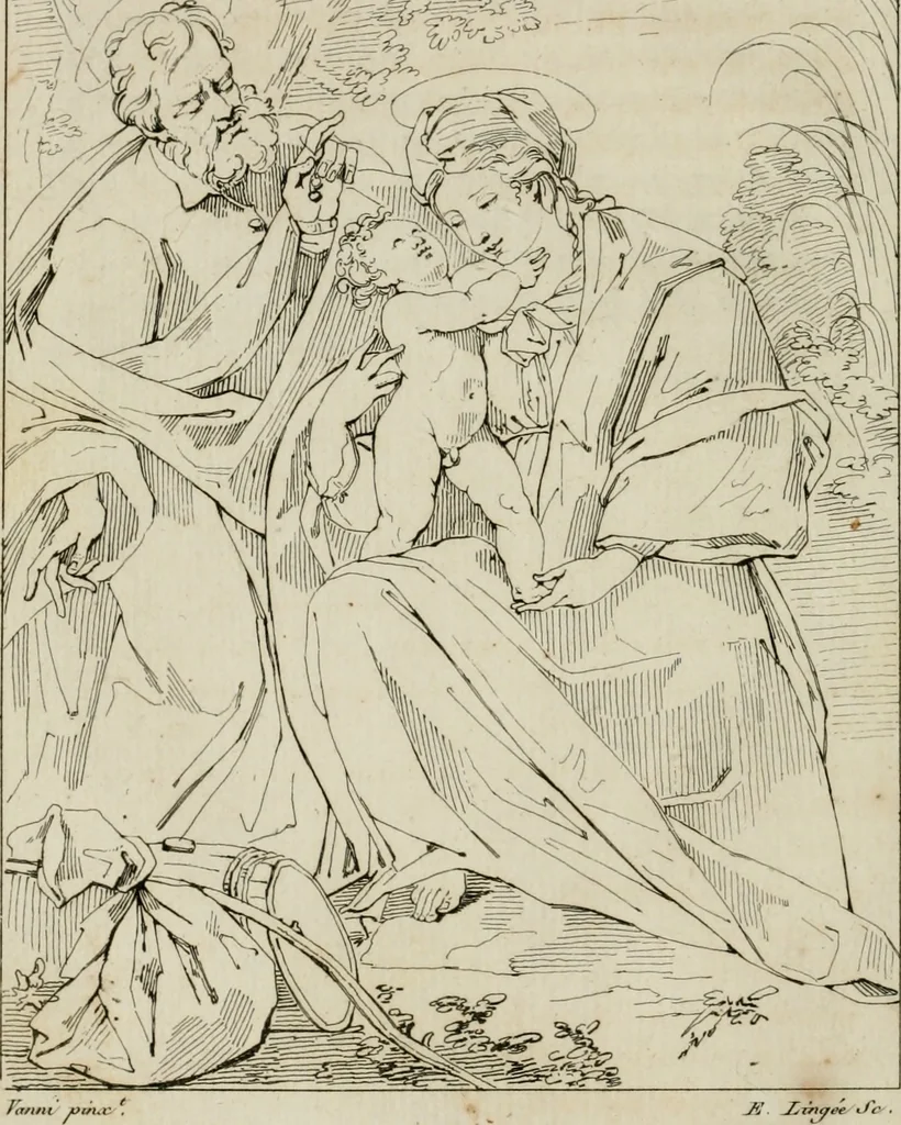 An illustration from Annales du musée et de l'école moderne des beaux-arts : recueil de gravures au trait, d'après les principaux ouvrages de peinture, sculpture, ou projets d'architecture, qui, chaque année, ont remporté le prix, soit aux écoles spéciales, soit aux concours nationaux : les productions des artistes en tous genres, qui, aux différentes expositions, ont été citées avec éloges : les morceaux les plus estimés ou inédits de la galerie de peinture : la suite complète de celle des antiques : édifices anciens et modernes, etc., 1800, leaf 37
