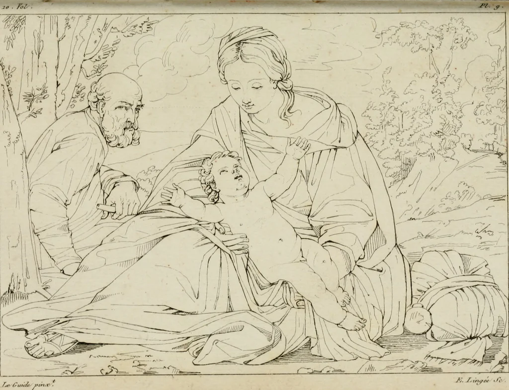 An illustration from Annales du musée et de l'école moderne des beaux-arts : recueil de gravures au trait, d'après les principaux ouvrages de peinture, sculpture, ou projets d'architecture, qui, chaque année, ont remporté le prix, soit aux écoles spéciales, soit aux concours nationaux : les productions des artistes en tous genres, qui, aux différentes expositions, ont été citées avec éloges : les morceaux les plus estimés ou inédits de la galerie de peinture : la suite complète de celle des antiques : édifices anciens et modernes, etc., 1800, leaf 45