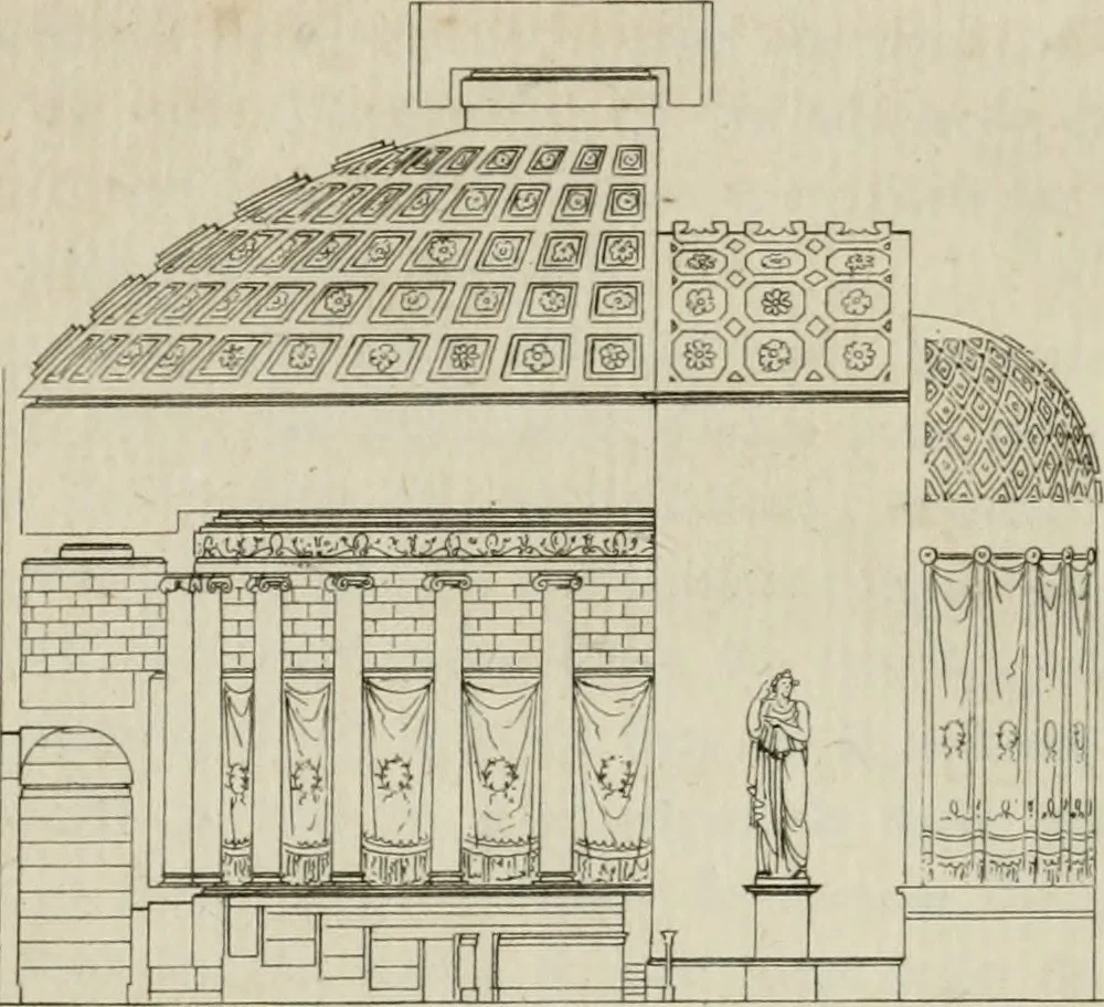 An illustration from Annales du musée et de l'école moderne des beaux-arts : recueil de gravures au trait, d'après les principaux ouvrages de peinture, sculpture, ou projets d'architecture, qui, chaque année, ont remporté le prix, soit aux écoles spéciales, soit aux concours nationaux : les productions des artistes en tous genres, qui, aux différentes expositions, ont été citées avec éloges : les morceaux les plus estimés ou inédits de la galerie de peinture : la suite complète de celle des antiques : édifices anciens et modernes, etc., 1800, leaf 73