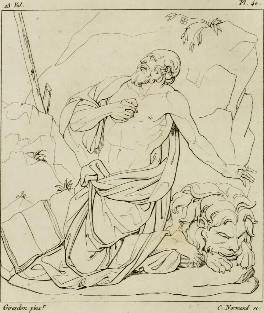 An illustration from Annales du musée et de l'école moderne des beaux-arts : recueil de gravures au trait, d'après les principaux ouvrages de peinture, sculpture, ou projets d'architecture, qui, chaque année, ont remporté le prix, soit aux écoles spéciales, soit aux concours nationaux : les productions des artistes en tous genres, qui, aux différentes expositions, ont été citées avec éloges : les morceaux les plus estimés ou inédits de la galerie de peinture : la suite complète de celle des antiques : édifices anciens et modernes, etc., 1800, leaf 165