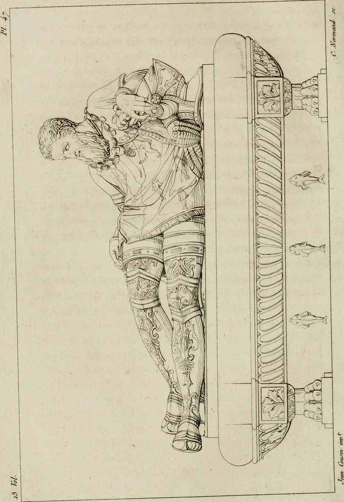 An illustration from Annales du musée et de l'école moderne des beaux-arts : recueil de gravures au trait, d'après les principaux ouvrages de peinture, sculpture, ou projets d'architecture, qui, chaque année, ont remporté le prix, soit aux écoles spéciales, soit aux concours nationaux : les productions des artistes en tous genres, qui, aux différentes expositions, ont été citées avec éloges : les morceaux les plus estimés ou inédits de la galerie de peinture : la suite complète de celle des antiques : édifices anciens et modernes, etc., 1800, leaf 193