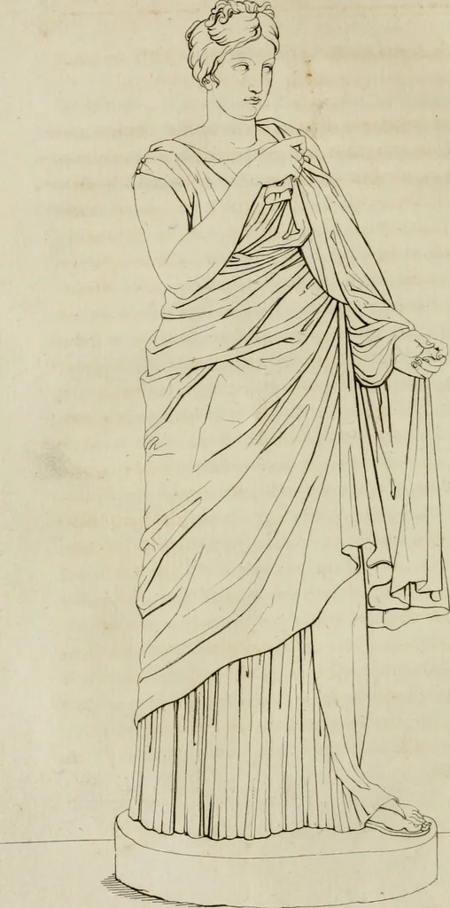 An illustration from Annales du musée et de l'école moderne des beaux-arts : recueil de gravures au trait, d'après les principaux ouvrages de peinture, sculpture, ou projets d'architecture, qui, chaque année, ont remporté le prix, soit aux écoles spéciales, soit aux concours nationaux : les productions des artistes en tous genres, qui, aux différentes expositions, ont été citées avec éloges : les morceaux les plus estimés ou inédits de la galerie de peinture : la suite complète de celle des antiques : édifices anciens et modernes, etc., 1800, leaf 221