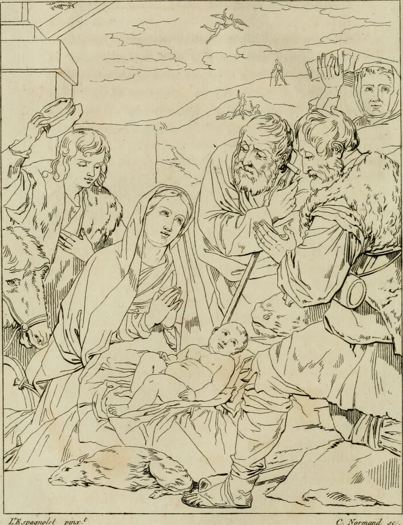 An illustration from Annales du musée et de l'école moderne des beaux-arts : recueil de gravures au trait, d'après les principaux ouvrages de peinture, sculpture, ou projets d'architecture, qui, chaque année, ont remporté le prix, soit aux écoles spéciales, soit aux concours nationaux : les productions des artistes en tous genres, qui, aux différentes expositions, ont été citées avec éloges : les morceaux les plus estimés ou inédits de la galerie de peinture : la suite complète de celle des antiques : édifices anciens et modernes, etc., 1800, leaf 57