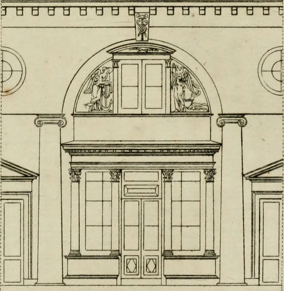 An illustration from Annales du musée et de l'école moderne des beaux-arts : recueil de gravures au trait, d'après les principaux ouvrages de peinture, sculpture, ou projets d'architecture, qui, chaque année, ont remporté le prix, soit aux écoles spéciales, soit aux concours nationaux : les productions des artistes en tous genres, qui, aux différentes expositions, ont été citées avec éloges : les morceaux les plus estimés ou inédits de la galerie de peinture : la suite complète de celle des antiques : édifices anciens et modernes, etc., 1800, leaf 69