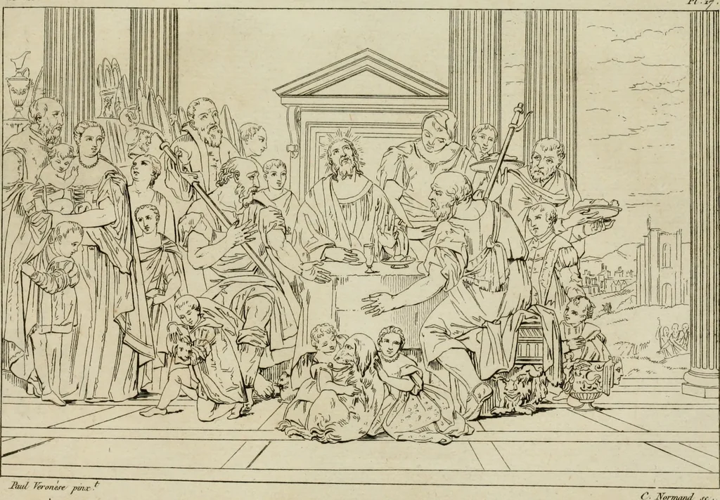 An illustration from Annales du musée et de l'école moderne des beaux-arts : recueil de gravures au trait, d'après les principaux ouvrages de peinture, sculpture, ou projets d'architecture, qui, chaque année, ont remporté le prix, soit aux écoles spéciales, soit aux concours nationaux : les productions des artistes en tous genres, qui, aux différentes expositions, ont été citées avec éloges : les morceaux les plus estimés ou inédits de la galerie de peinture : la suite complète de celle des antiques : édifices anciens et modernes, etc., 1800, leaf 73