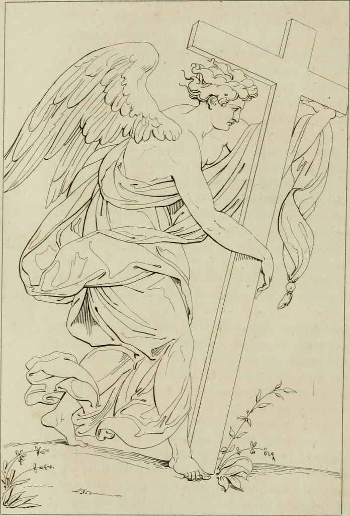 An illustration from Annales du musée et de l'école moderne des beaux-arts : recueil de gravures au trait, d'après les principaux ouvrages de peinture, sculpture, ou projets d'architecture, qui, chaque année, ont remporté le prix, soit aux écoles spéciales, soit aux concours nationaux : les productions des artistes en tous genres, qui, aux différentes expositions, ont été citées avec éloges : les morceaux les plus estimés ou inédits de la galerie de peinture : la suite complète de celle des antiques : édifices anciens et modernes, etc., 1800, leaf 113