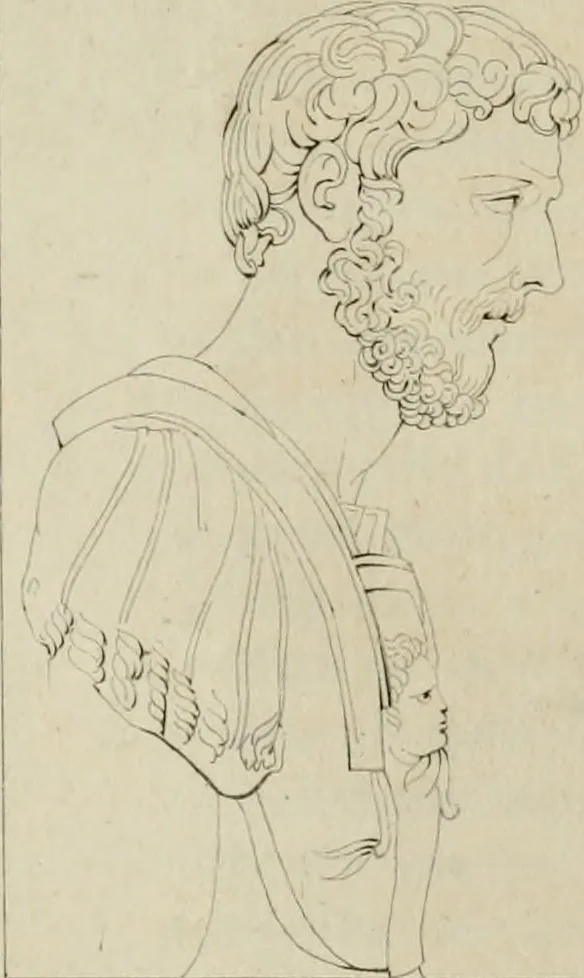 An illustration from Annales du musée et de l'école moderne des beaux-arts : recueil de gravures au trait, d'après les principaux ouvrages de peinture, sculpture, ou projets d'architecture, qui, chaque année, ont remporté le prix, soit aux écoles spéciales, soit aux concours nationaux : les productions des artistes en tous genres, qui, aux différentes expositions, ont été citées avec éloges : les morceaux les plus estimés ou inédits de la galerie de peinture : la suite complète de celle des antiques : édifices anciens et modernes, etc., 1800, leaf 137