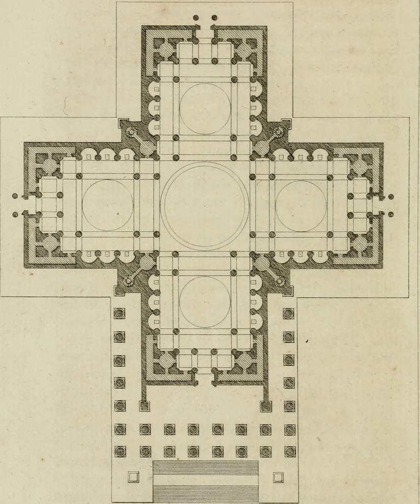 An illustration from Annales du musée et de l'école moderne des beaux-arts : recueil de gravures au trait, d'après les principaux ouvrages de peinture, sculpture, ou projets d'architecture, qui, chaque année, ont remporté le prix, soit aux écoles spéciales, soit aux concours nationaux : les productions des artistes en tous genres, qui, aux différentes expositions, ont été citées avec éloges : les morceaux les plus estimés ou inédits de la galerie de peinture : la suite complète de celle des antiques : édifices anciens et modernes, etc., 1800, leaf 153
