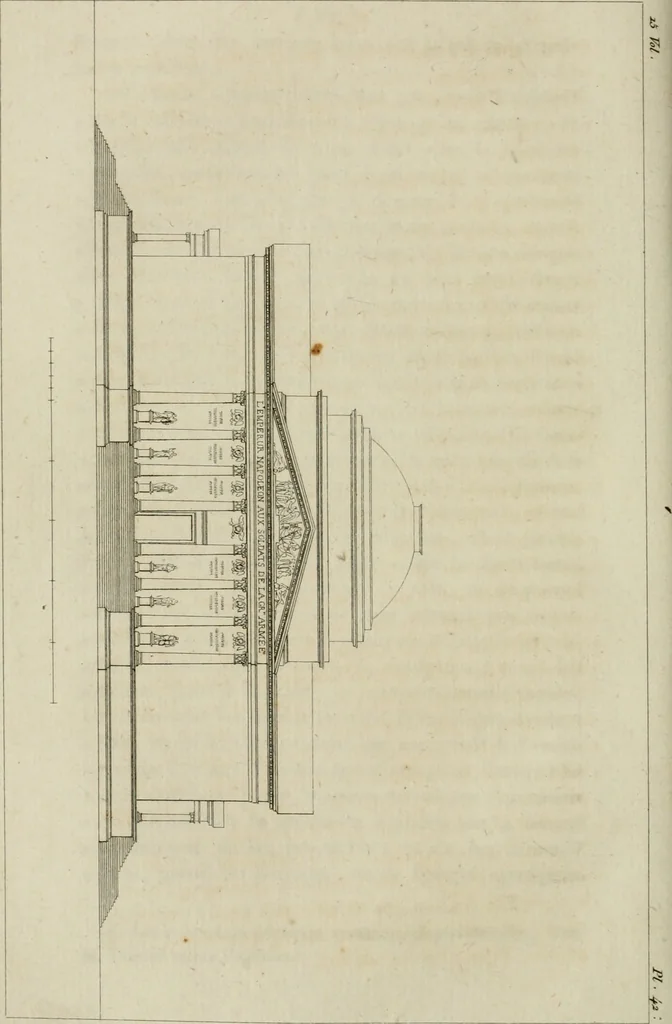 An illustration from Annales du musée et de l'école moderne des beaux-arts : recueil de gravures au trait, d'après les principaux ouvrages de peinture, sculpture, ou projets d'architecture, qui, chaque année, ont remporté le prix, soit aux écoles spéciales, soit aux concours nationaux : les productions des artistes en tous genres, qui, aux différentes expositions, ont été citées avec éloges : les morceaux les plus estimés ou inédits de la galerie de peinture : la suite complète de celle des antiques : édifices anciens et modernes, etc., 1800, leaf 161