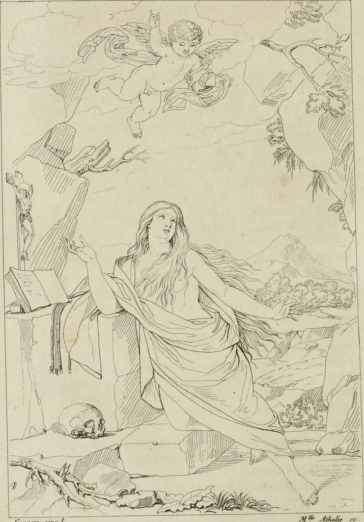 An illustration from Annales du musée et de l'école moderne des beaux-arts : recueil de gravures au trait, d'après les principaux ouvrages de peinture, sculpture, ou projets d'architecture, qui, chaque année, ont remporté le prix, soit aux écoles spéciales, soit aux concours nationaux : les productions des artistes en tous genres, qui, aux différentes expositions, ont été citées avec éloges : les morceaux les plus estimés ou inédits de la galerie de peinture : la suite complète de celle des antiques : édifices anciens et modernes, etc., 1800, leaf 217