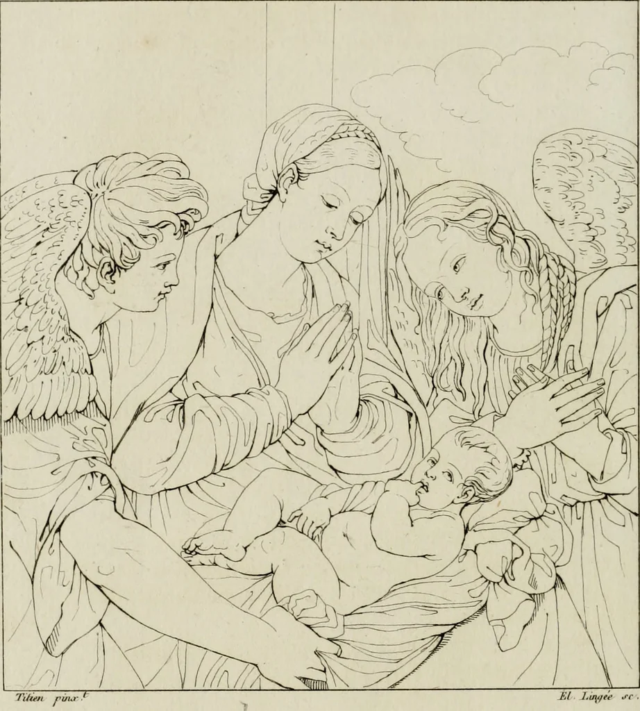 An illustration from Annales du musée et de l'école moderne des beaux-arts : recueil de gravures au trait, d'après les principaux ouvrages de peinture, sculpture, ou projets d'architecture, qui, chaque année, ont remporté le prix, soit aux écoles spéciales, soit aux concours nationaux : les productions des artistes en tous genres, qui, aux différentes expositions, ont été citées avec éloges : les morceaux les plus estimés ou inédits de la galerie de peinture : la suite complète de celle des antiques : édifices anciens et modernes, etc., 1800, leaf 265