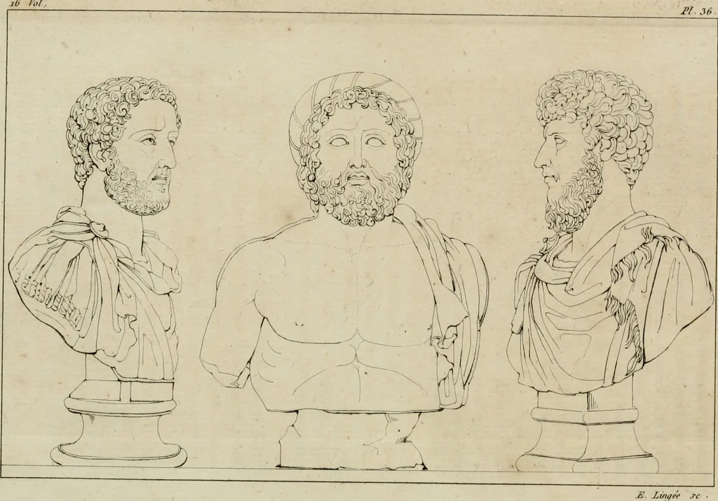 An illustration from Annales du musée et de l'école moderne des beaux-arts : recueil de gravures au trait, d'après les principaux ouvrages de peinture, sculpture, ou projets d'architecture, qui, chaque année, ont remporté le prix, soit aux écoles spéciales, soit aux concours nationaux : les productions des artistes en tous genres, qui, aux différentes expositions, ont été citées avec éloges : les morceaux les plus estimés ou inédits de la galerie de peinture : la suite complète de celle des antiques : édifices anciens et modernes, etc., 1800, leaf 141