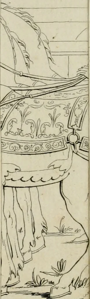 An illustration from Annales du musée et de l'école moderne des beaux-arts : recueil de gravures au trait, d'après les principaux ouvrages de peinture, sculpture, ou projets d'architecture, qui, chaque année, ont remporté le prix, soit aux écoles spéciales, soit aux concours nationaux : les productions des artistes en tous genres, qui, aux différentes expositions, ont été citées avec éloges : les morceaux les plus estimés ou inédits de la galerie de peinture : la suite complète de celle des antiques : édifices anciens et modernes, etc., 1800, leaf 145