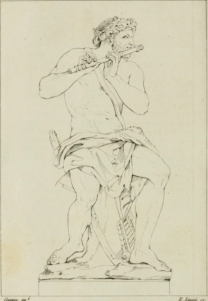 An illustration from Annales du musée et de l'école moderne des beaux-arts : recueil de gravures au trait, d'après les principaux ouvrages de peinture, sculpture, ou projets d'architecture, qui, chaque année, ont remporté le prix, soit aux écoles spéciales, soit aux concours nationaux : les productions des artistes en tous genres, qui, aux différentes expositions, ont été citées avec éloges : les morceaux les plus estimés ou inédits de la galerie de peinture : la suite complète de celle des antiques : édifices anciens et modernes, etc., 1800, leaf 221