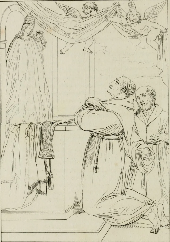 An illustration from Annales du musée et de l'école moderne des beaux-arts : recueil de gravures au trait, d'après les principaux ouvrages de peinture, sculpture, ou projets d'architecture, qui, chaque année, ont remporté le prix, soit aux écoles spéciales, soit aux concours nationaux : les productions des artistes en tous genres, qui, aux différentes expositions, ont été citées avec éloges : les morceaux les plus estimés ou inédits de la galerie de peinture : la suite complète de celle des antiques : édifices anciens et modernes, etc., 1800, leaf 229