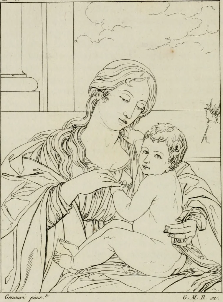 An illustration from Annales du musée et de l'école moderne des beaux-arts : recueil de gravures au trait, d'après les principaux ouvrages de peinture, sculpture, ou projets d'architecture, qui, chaque année, ont remporté le prix, soit aux écoles spéciales, soit aux concours nationaux : les productions des artistes en tous genres, qui, aux différentes expositions, ont été citées avec éloges : les morceaux les plus estimés ou inédits de la galerie de peinture : la suite complète de celle des antiques : édifices anciens et modernes, etc., 1800, leaf 233