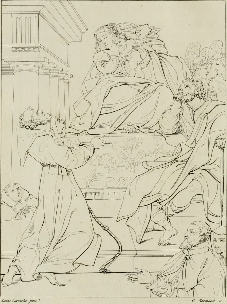 An illustration from Annales du musée et de l'école moderne des beaux-arts : recueil de gravures au trait, d'après les principaux ouvrages de peinture, sculpture, ou projets d'architecture, qui, chaque année, ont remporté le prix, soit aux écoles spéciales, soit aux concours nationaux : les productions des artistes en tous genres, qui, aux différentes expositions, ont été citées avec éloges : les morceaux les plus estimés ou inédits de la galerie de peinture : la suite complète de celle des antiques : édifices anciens et modernes, etc., 1800, leaf 29