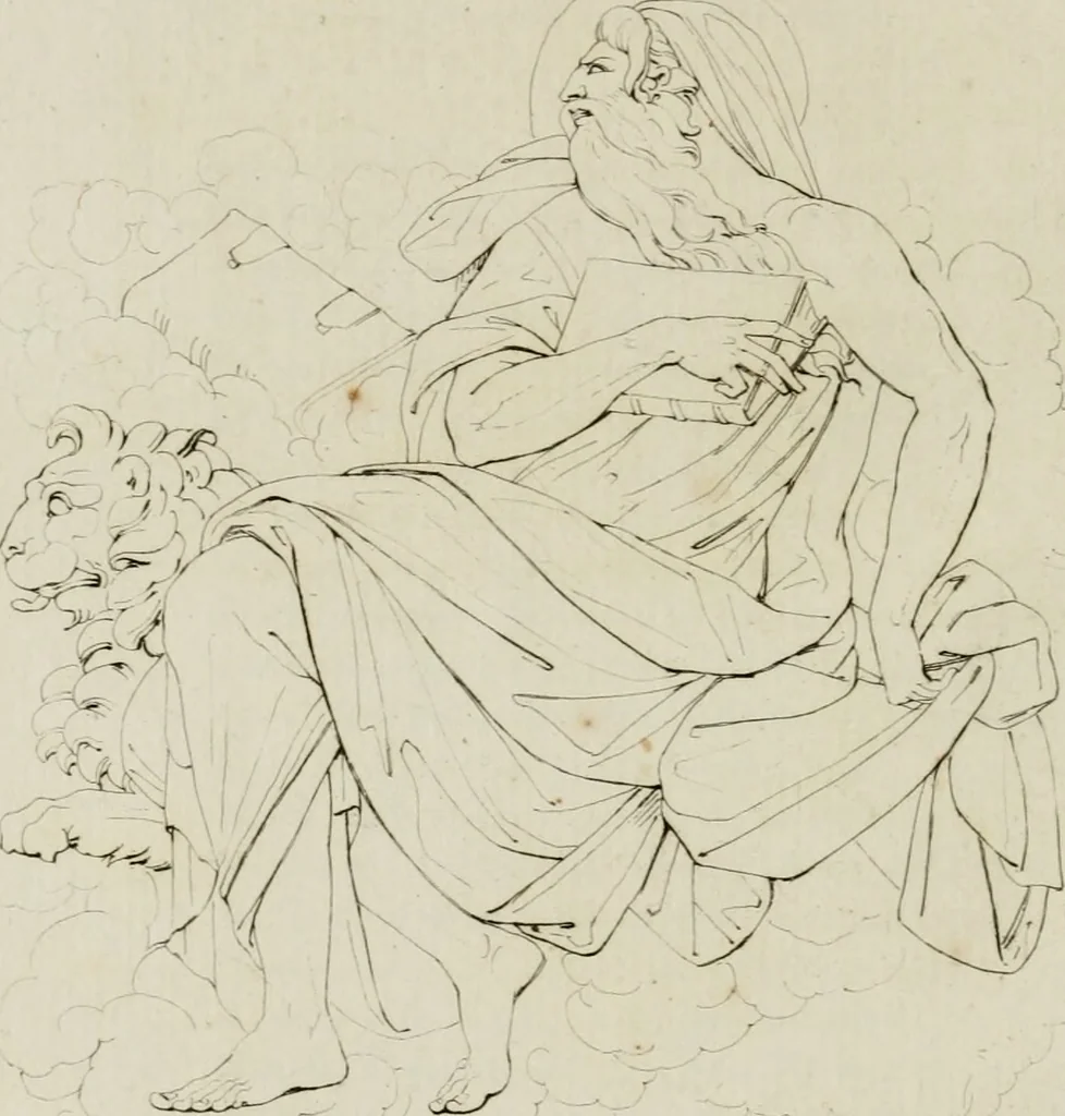 An illustration from Annales du musée et de l'école moderne des beaux-arts : recueil de gravures au trait, d'après les principaux ouvrages de peinture, sculpture, ou projets d'architecture, qui, chaque année, ont remporté le prix, soit aux écoles spéciales, soit aux concours nationaux : les productions des artistes en tous genres, qui, aux différentes expositions, ont été citées avec éloges : les morceaux les plus estimés ou inédits de la galerie de peinture : la suite complète de celle des antiques : édifices anciens et modernes, etc., 1800, leaf 73