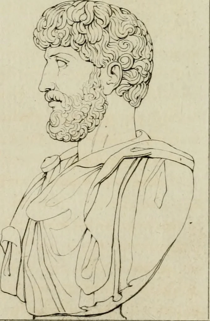 An illustration from Annales du musée et de l'école moderne des beaux-arts : recueil de gravures au trait, d'après les principaux ouvrages de peinture, sculpture, ou projets d'architecture, qui, chaque année, ont remporté le prix, soit aux écoles spéciales, soit aux concours nationaux : les productions des artistes en tous genres, qui, aux différentes expositions, ont été citées avec éloges : les morceaux les plus estimés ou inédits de la galerie de peinture : la suite complète de celle des antiques : édifices anciens et modernes, etc., 1800, leaf 81