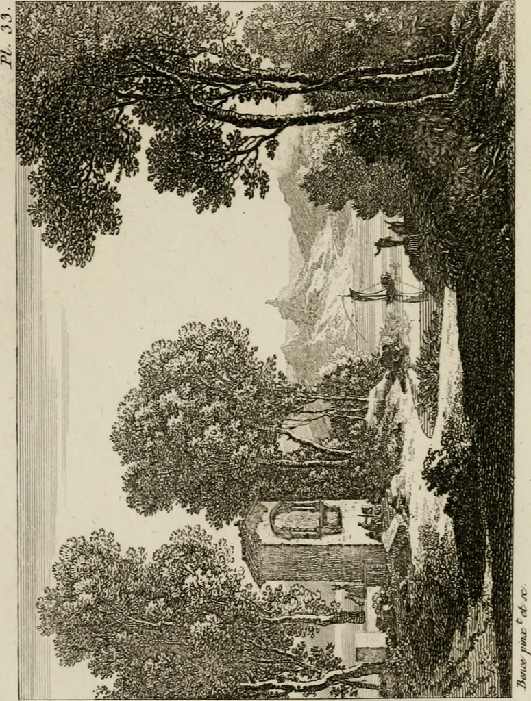 An illustration from Annales du musée et de l'école moderne des beaux-arts : recueil de gravures au trait, d'après les principaux ouvrages de peinture, sculpture, ou projets d'architecture, qui, chaque année, ont remporté le prix, soit aux écoles spéciales, soit aux concours nationaux : les productions des artistes en tous genres, qui, aux différentes expositions, ont été citées avec éloges : les morceaux les plus estimés ou inédits de la galerie de peinture : la suite complète de celle des antiques : édifices anciens et modernes, etc., 1800, leaf 111