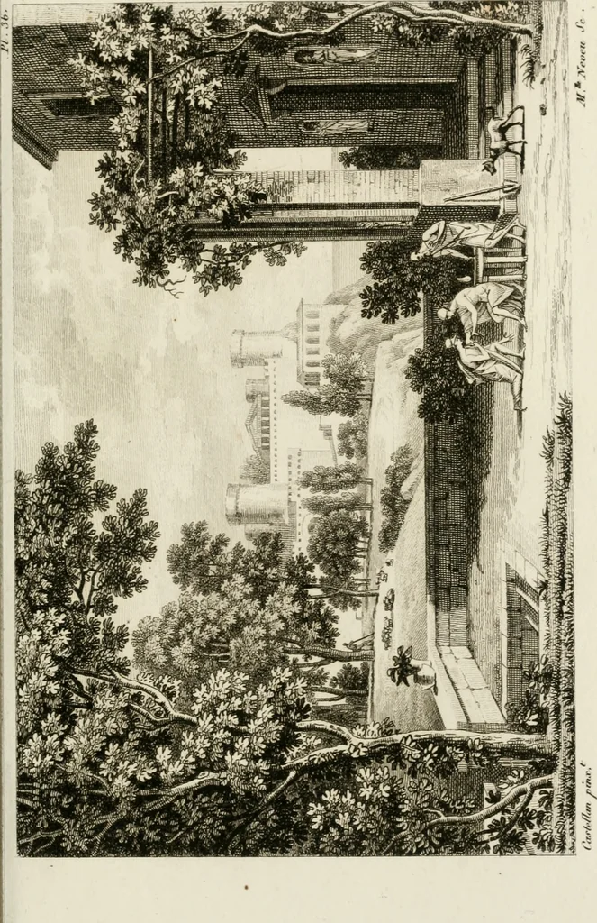 An illustration from Annales du musée et de l'école moderne des beaux-arts : recueil de gravures au trait, d'après les principaux ouvrages de peinture, sculpture, ou projets d'architecture, qui, chaque année, ont remporté le prix, soit aux écoles spéciales, soit aux concours nationaux : les productions des artistes en tous genres, qui, aux différentes expositions, ont été citées avec éloges : les morceaux les plus estimés ou inédits de la galerie de peinture : la suite complète de celle des antiques : édifices anciens et modernes, etc., 1800, leaf 122