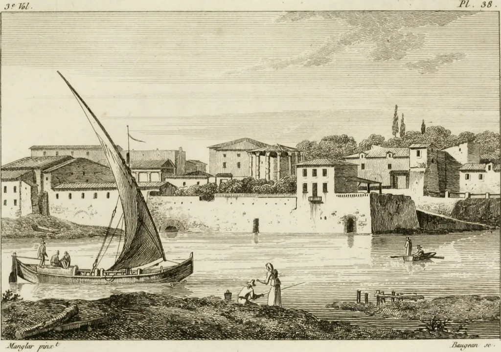 An illustration from Annales du musée et de l'école moderne des beaux-arts : recueil de gravures au trait, d'après les principaux ouvrages de peinture, sculpture, ou projets d'architecture, qui, chaque année, ont remporté le prix, soit aux écoles spéciales, soit aux concours nationaux : les productions des artistes en tous genres, qui, aux différentes expositions, ont été citées avec éloges : les morceaux les plus estimés ou inédits de la galerie de peinture : la suite complète de celle des antiques : édifices anciens et modernes, etc., 1800, leaf 128