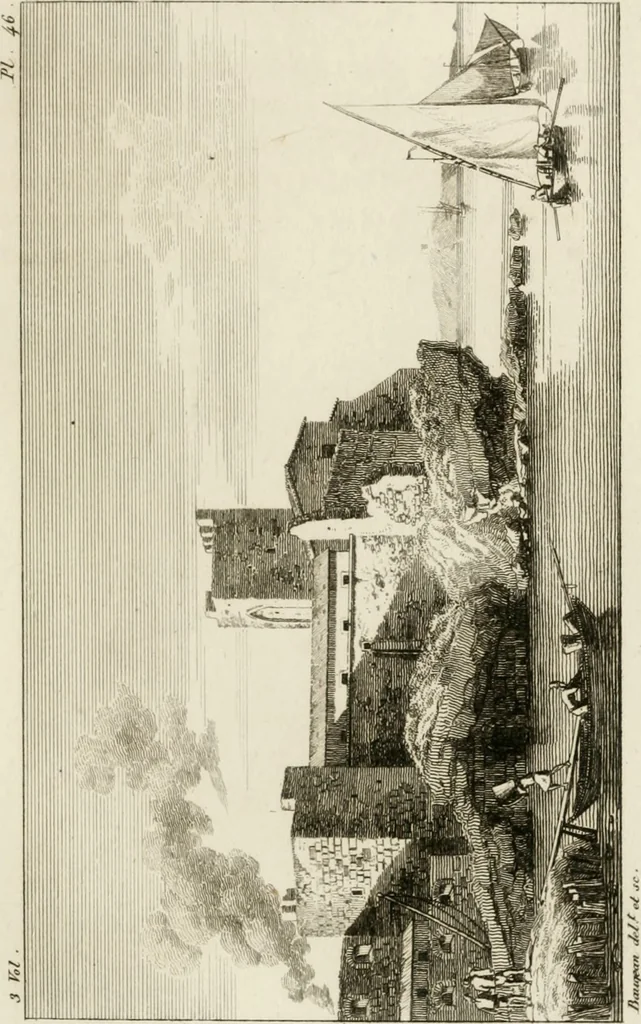 An illustration from Annales du musée et de l'école moderne des beaux-arts : recueil de gravures au trait, d'après les principaux ouvrages de peinture, sculpture, ou projets d'architecture, qui, chaque année, ont remporté le prix, soit aux écoles spéciales, soit aux concours nationaux : les productions des artistes en tous genres, qui, aux différentes expositions, ont été citées avec éloges : les morceaux les plus estimés ou inédits de la galerie de peinture : la suite complète de celle des antiques : édifices anciens et modernes, etc., 1800, leaf 152