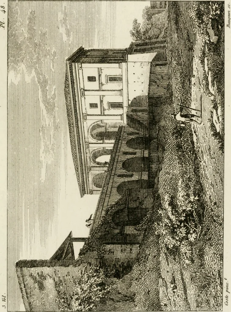 An illustration from Annales du musée et de l'école moderne des beaux-arts : recueil de gravures au trait, d'après les principaux ouvrages de peinture, sculpture, ou projets d'architecture, qui, chaque année, ont remporté le prix, soit aux écoles spéciales, soit aux concours nationaux : les productions des artistes en tous genres, qui, aux différentes expositions, ont été citées avec éloges : les morceaux les plus estimés ou inédits de la galerie de peinture : la suite complète de celle des antiques : édifices anciens et modernes, etc., 1800, leaf 158