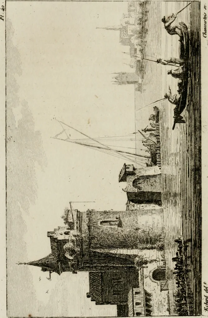 An illustration from Annales du musée et de l'école moderne des beaux-arts : recueil de gravures au trait, d'après les principaux ouvrages de peinture, sculpture, ou projets d'architecture, qui, chaque année, ont remporté le prix, soit aux écoles spéciales, soit aux concours nationaux : les productions des artistes en tous genres, qui, aux différentes expositions, ont été citées avec éloges : les morceaux les plus estimés ou inédits de la galerie de peinture : la suite complète de celle des antiques : édifices anciens et modernes, etc., 1800, leaf 161