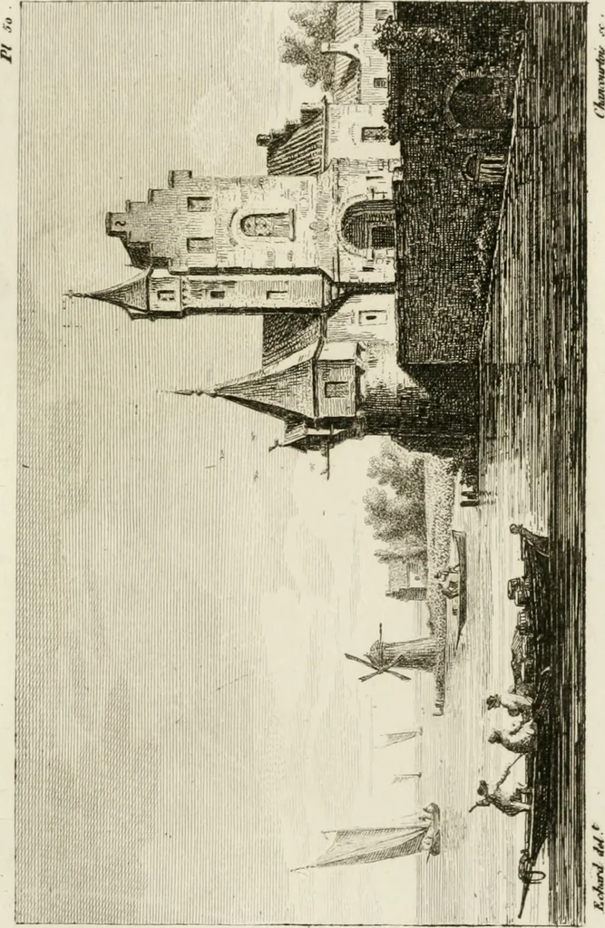 An illustration from Annales du musée et de l'école moderne des beaux-arts : recueil de gravures au trait, d'après les principaux ouvrages de peinture, sculpture, ou projets d'architecture, qui, chaque année, ont remporté le prix, soit aux écoles spéciales, soit aux concours nationaux : les productions des artistes en tous genres, qui, aux différentes expositions, ont été citées avec éloges : les morceaux les plus estimés ou inédits de la galerie de peinture : la suite complète de celle des antiques : édifices anciens et modernes, etc., 1800, leaf 164