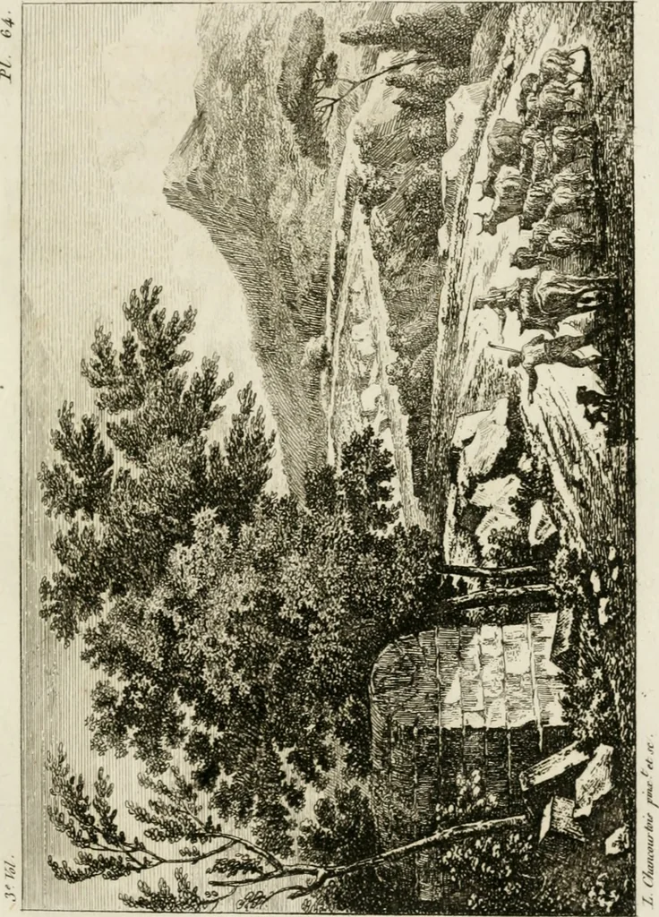 An illustration from Annales du musée et de l'école moderne des beaux-arts : recueil de gravures au trait, d'après les principaux ouvrages de peinture, sculpture, ou projets d'architecture, qui, chaque année, ont remporté le prix, soit aux écoles spéciales, soit aux concours nationaux : les productions des artistes en tous genres, qui, aux différentes expositions, ont été citées avec éloges : les morceaux les plus estimés ou inédits de la galerie de peinture : la suite complète de celle des antiques : édifices anciens et modernes, etc., 1800, leaf 206